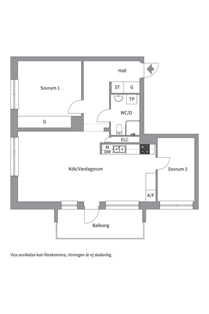 Planlösning från Albert Engströmsgatan 2H, Såld i Gränby, Uppsala