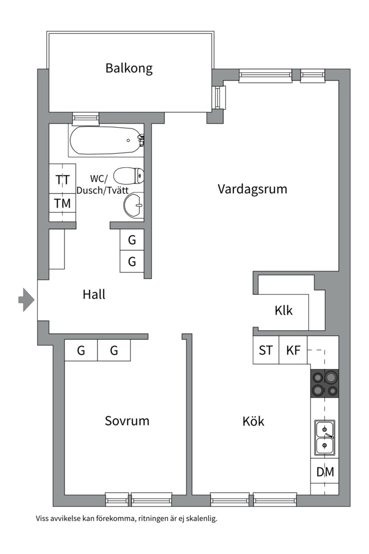 Planlösning från Siktargatan 14, Såld i Kungsängen, Uppsala
