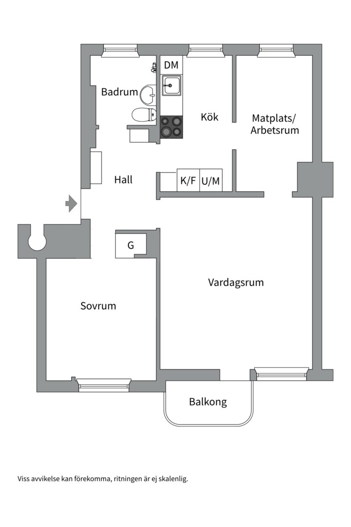 Planlösning från Kyrkogårdsgatan 16 C, Såld i Luthagen, Uppsala