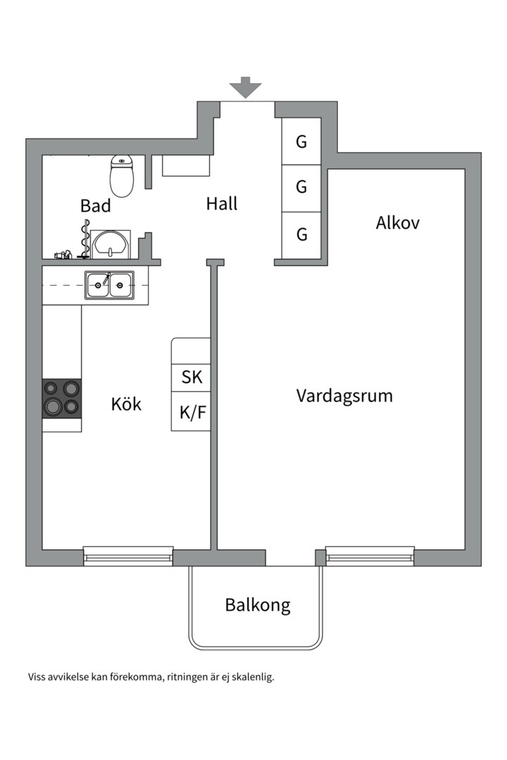 Planlösning från S:t Olofsgatan 62A, Såld i Höganäs, Uppsala