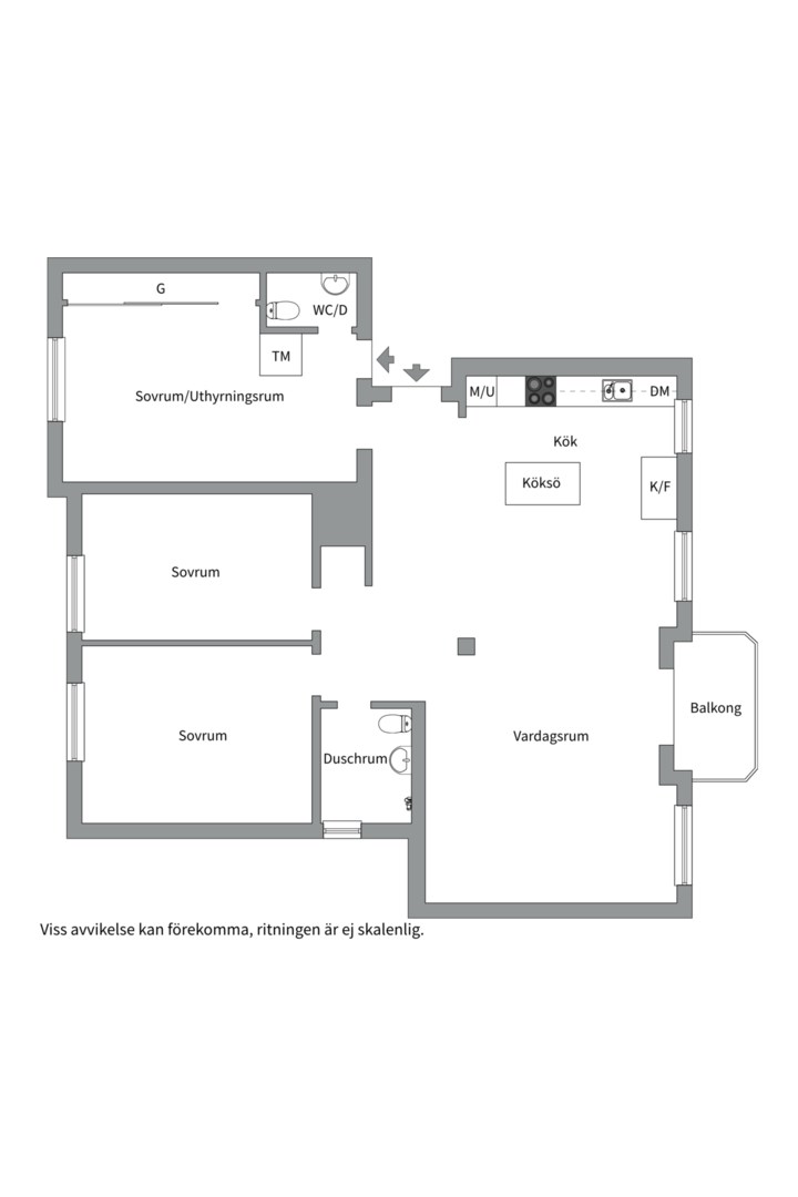Planlösning från Tiundagatan 48B, Såld i Luthagen, Uppsala