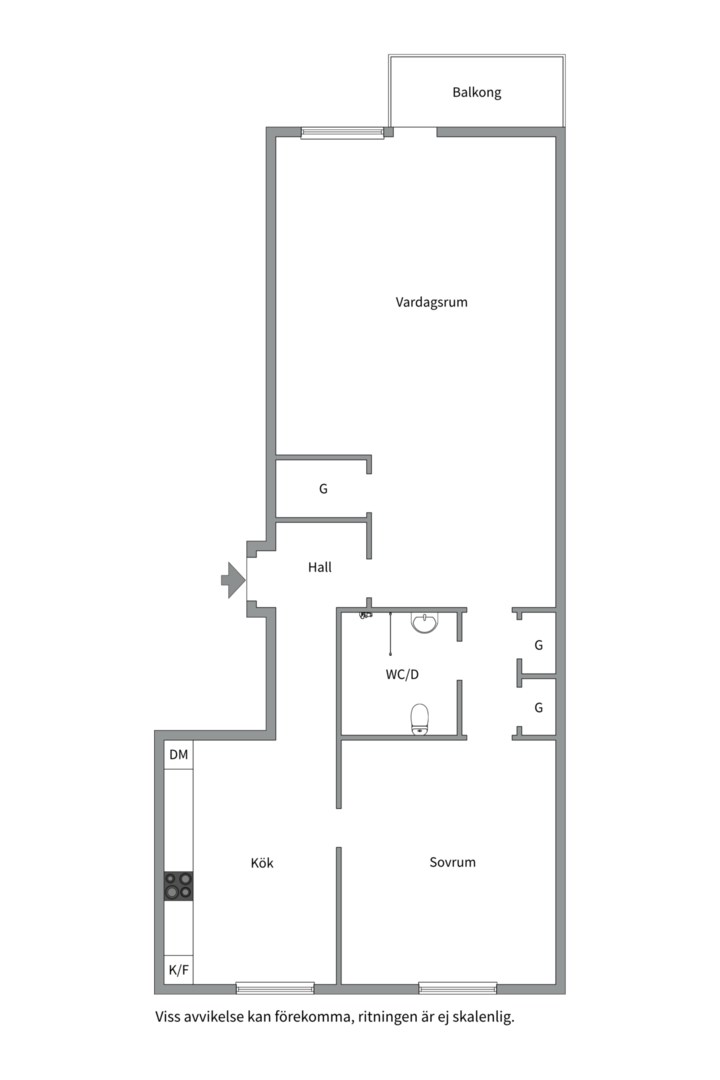 Planlösning från Götgatan 20A, Såld i Luthagen, Uppsala