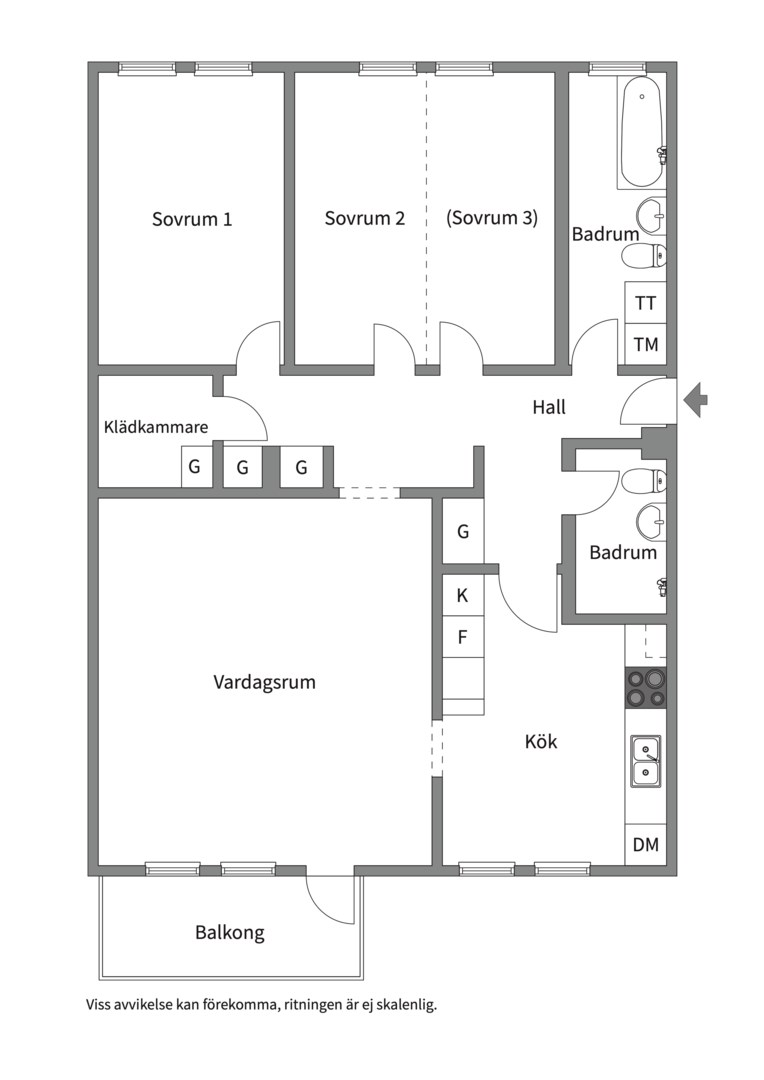 Planlösning från Edövägen 26A, Såld i Västra Orminge, Nacka