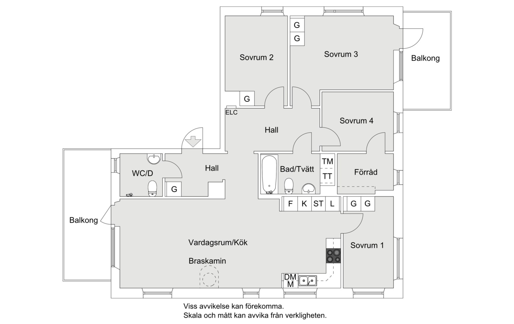 Planlösning från Tollarevägen 26, 7 av 7 tr, Såld i Tollare, Nacka