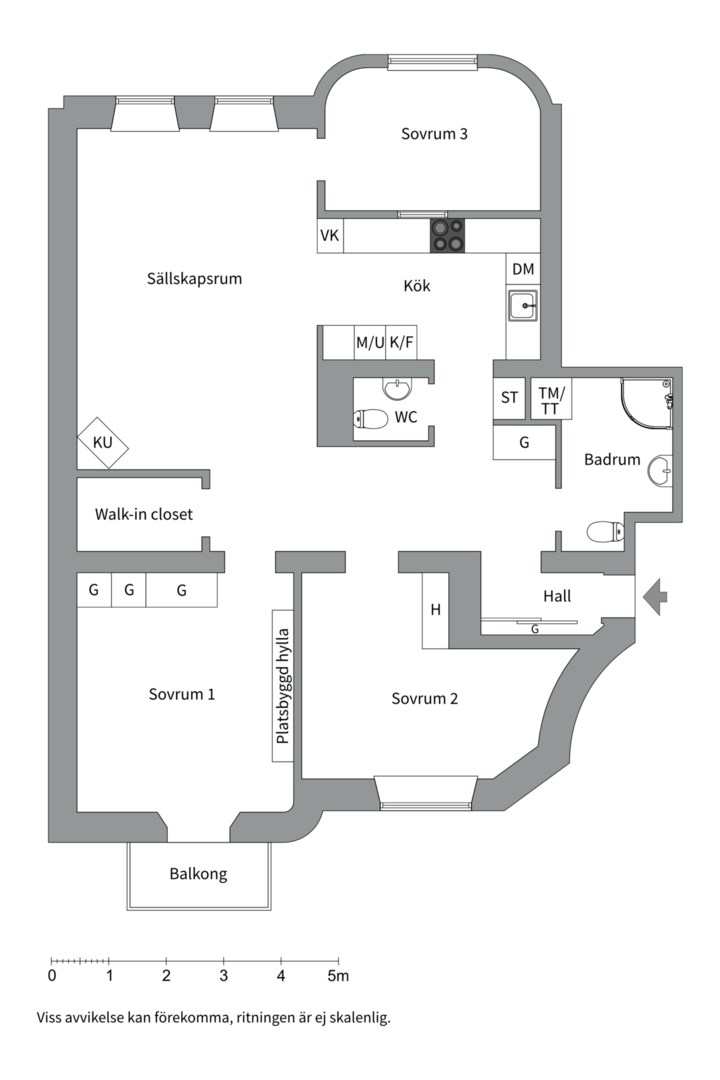 Planlösning från Birger Jarlsgatan 125, Såld i Vasastan, Stockholm