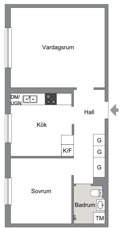Planlösning från Per Hallströms Väg 2, vån 6, Såld i Nacka Forum, Nacka