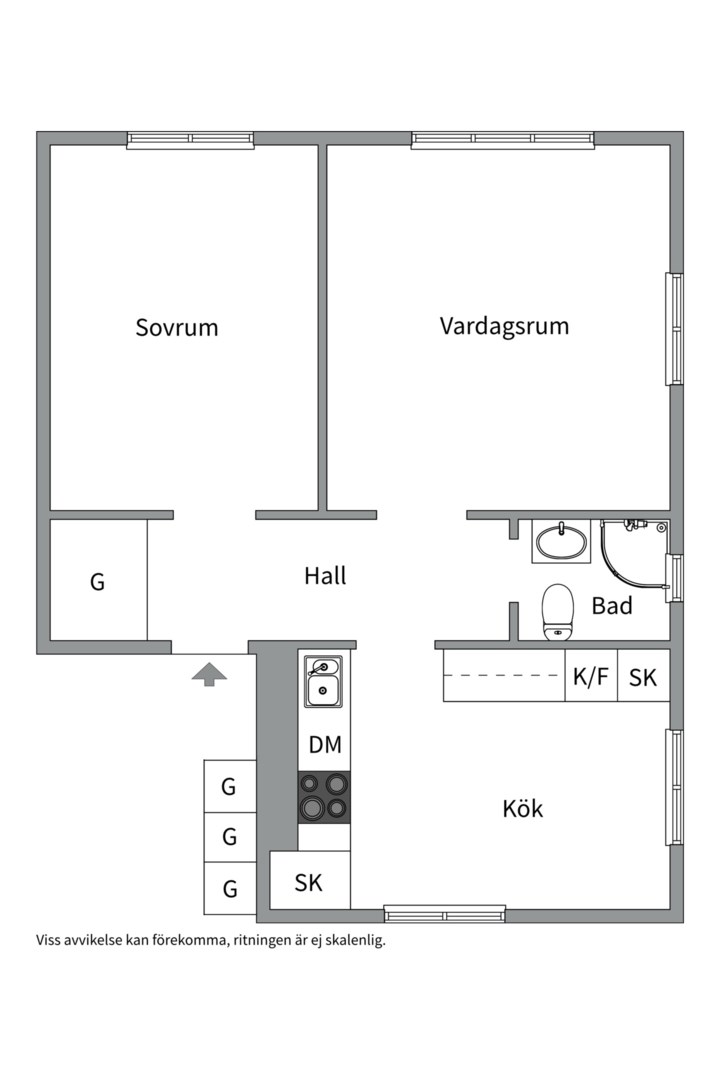 Planlösning från Österängsgatan 1D, Såld i Fålhagen, Uppsala