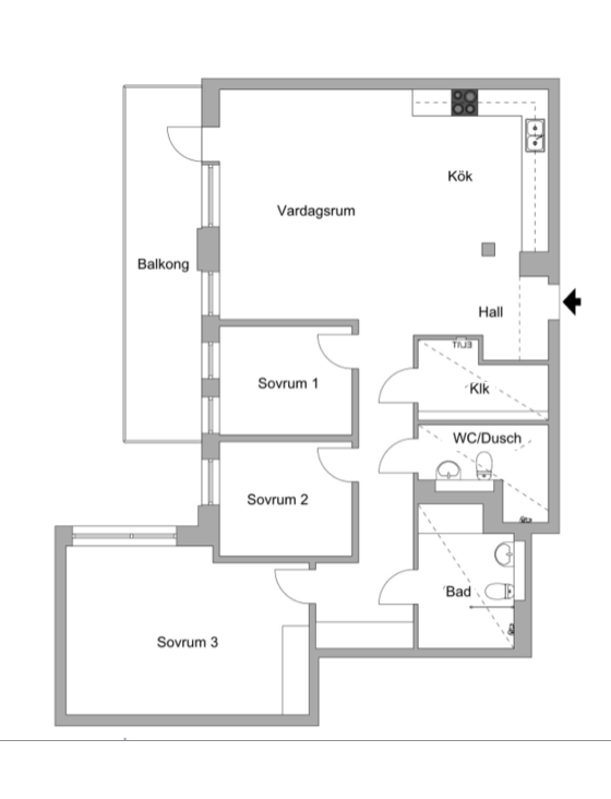 Planlösning från Augustendalsvägen 23, Såld i Nacka Strand, Nacka