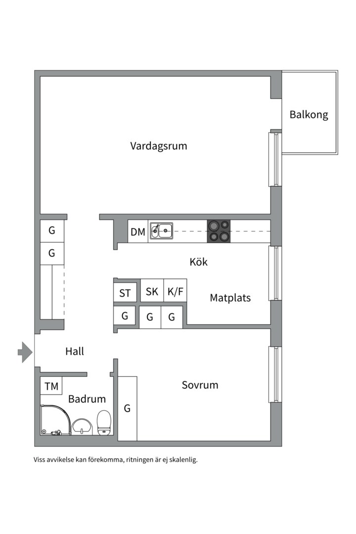 Planlösning från Norrlandsgatan 44 A, Såld i Luthagen, Uppsala