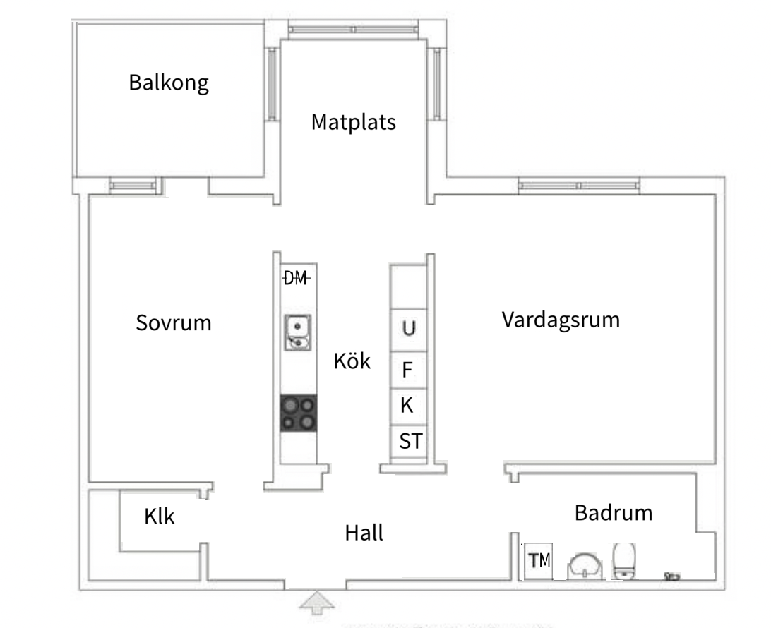 Planlösning från Fyrspannsvägen 74, Såld i Jarlaberg, Nacka