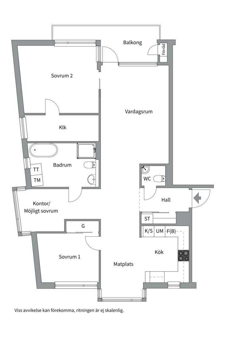 Planlösning från Sickla Allé 43, 2tr, Såld i Sickla, Nacka
