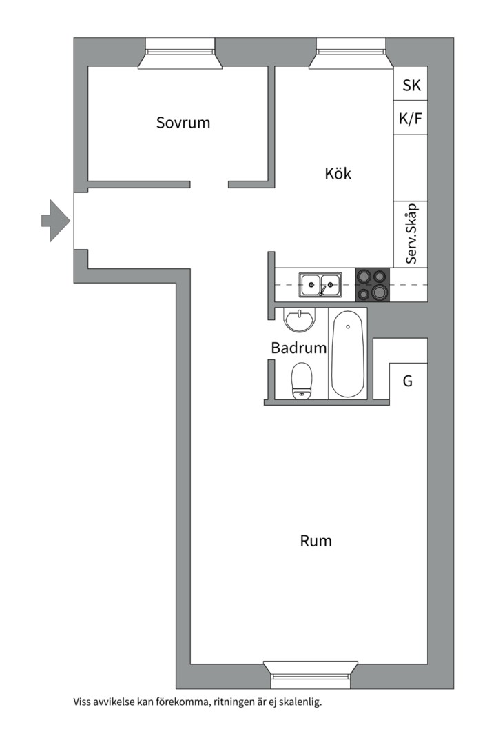 Planlösning från Salagatan 40 B, Såld i Fålhagen, Uppsala