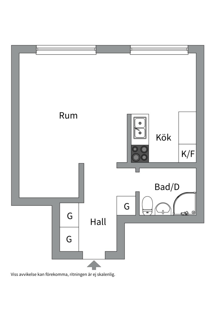 Planlösning från Götgatan 12 B, Såld i Främre Luthagen, Uppsala