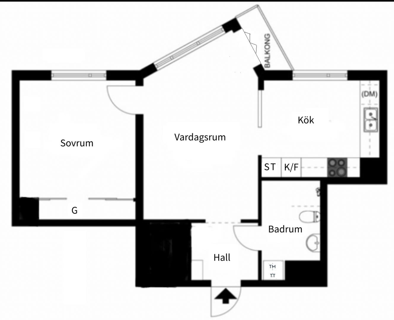 Planlösning från Hästholmsvägen 33, Såld i Saltsjöqvarn, Nacka