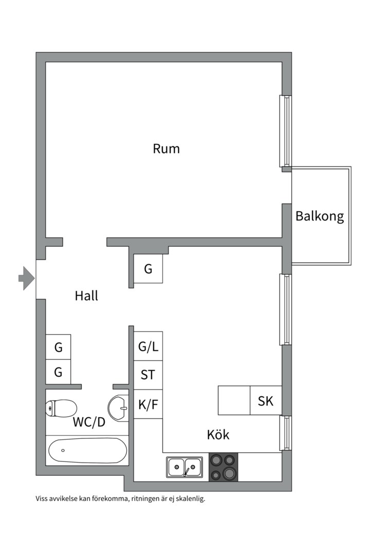 Planlösning från Norbyvägen 73A, Såld i Sommarro, Uppsala