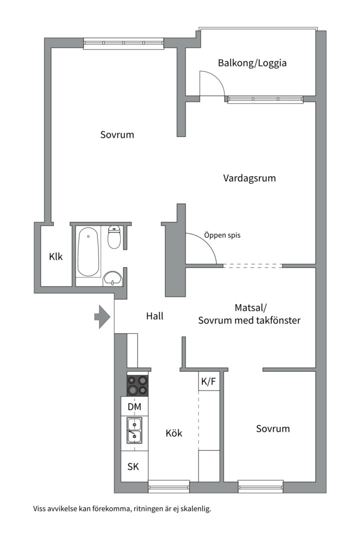 Planlösning från Vindhemsgatan 15A, Såld i Luthagen, Uppsala