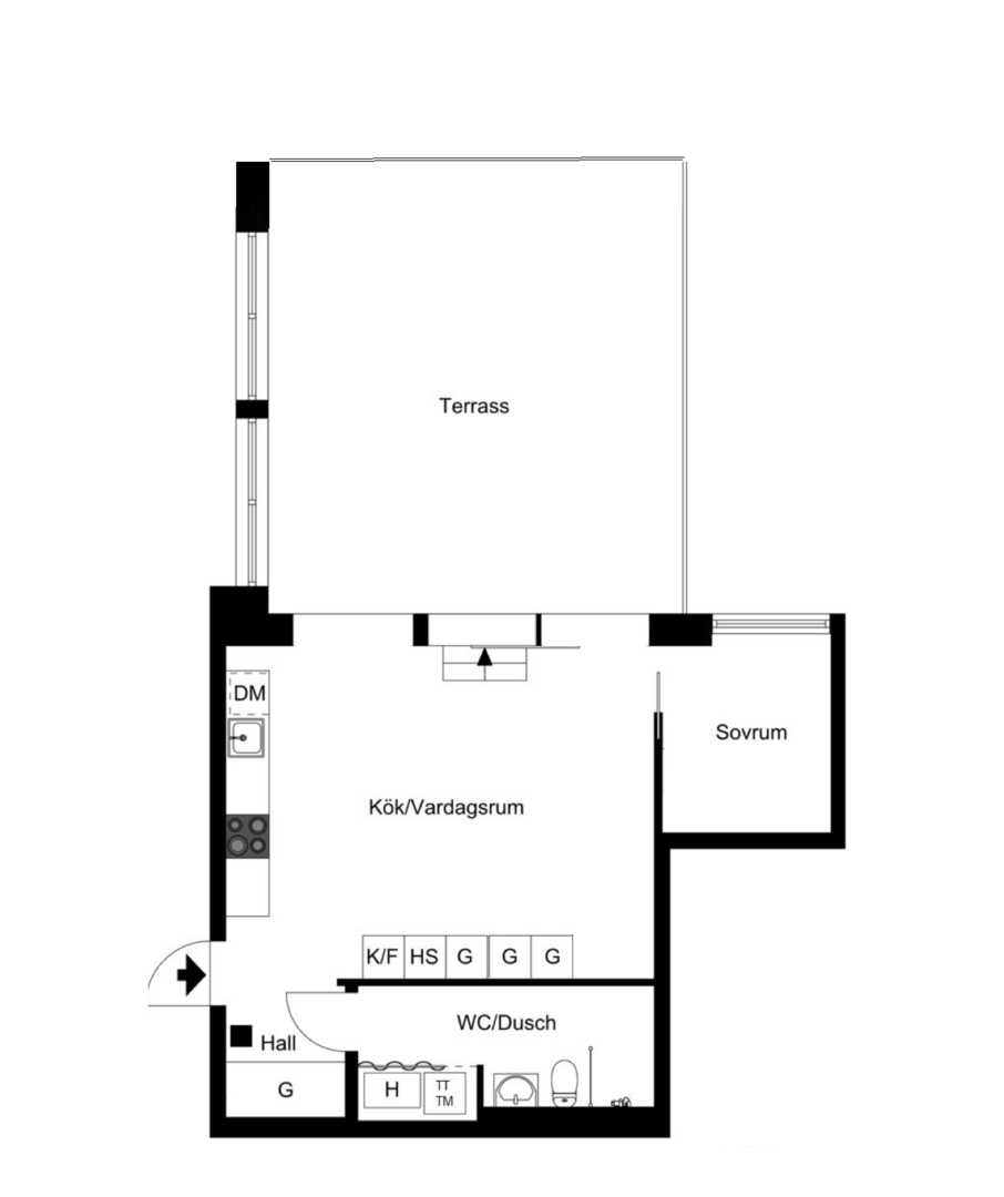 Planlösning från Fabrikörvägen 4A, Kommande i Nacka Strand, Nacka