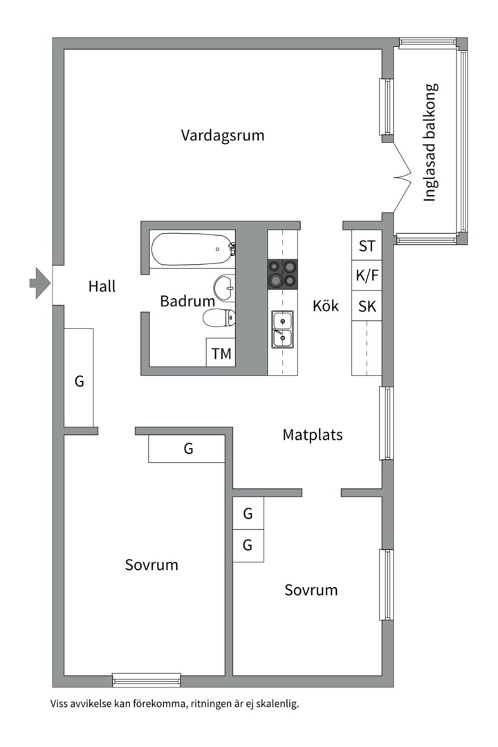 Planlösning från Stensövägen 7, Såld i Älta, Nacka