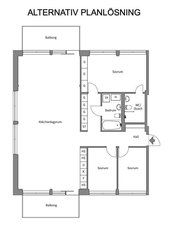 Planlösning från Fabrikörvägen 4B, Såld i Nacka Strand, Nacka