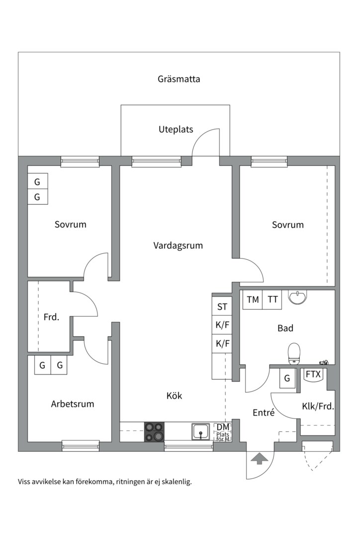 Planlösning från Hjulaxelvägen 150, Såld i Gunsta, Uppsala