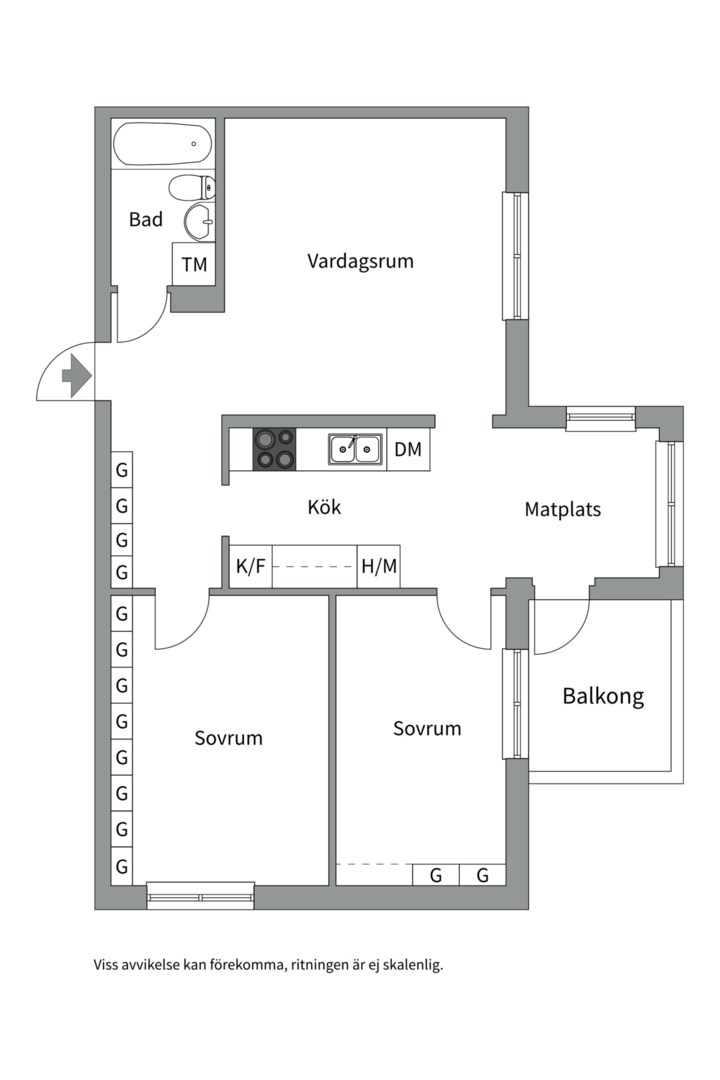 Planlösning från Landåvägen 16, Såld i Jarlaberg, Nacka