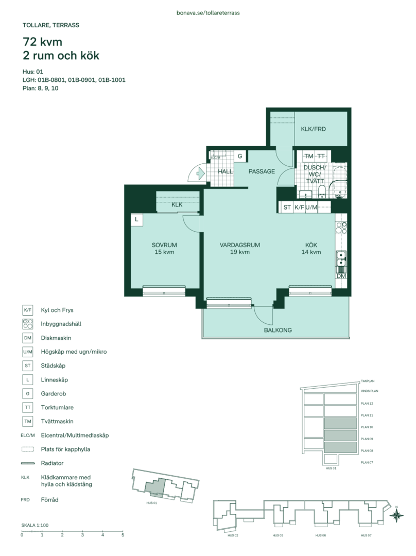 Planlösning från Tollareslingan 8, Till salu i Tollare, Nacka