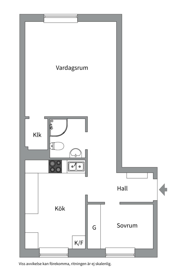 Planlösning från Marielundsgatan 5B, Såld i Fålhagen, Uppsala