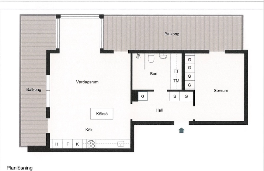 Planlösning från Tollareslingan 7, Såld i Tollare, Nacka