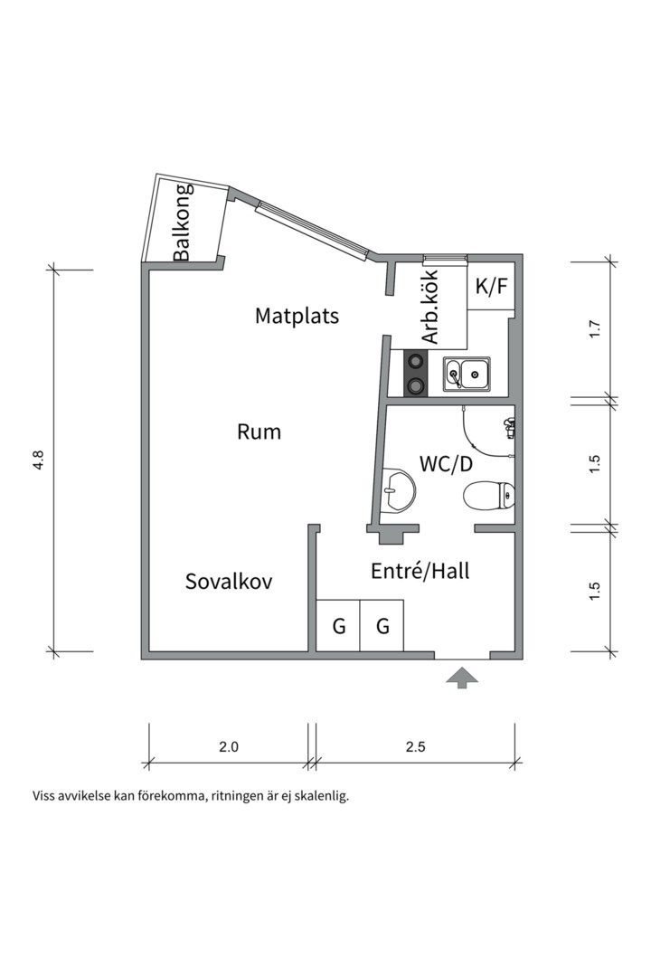 Planlösning från Luthagsesplanaden 34A, Såld i Luthagen, Uppsala