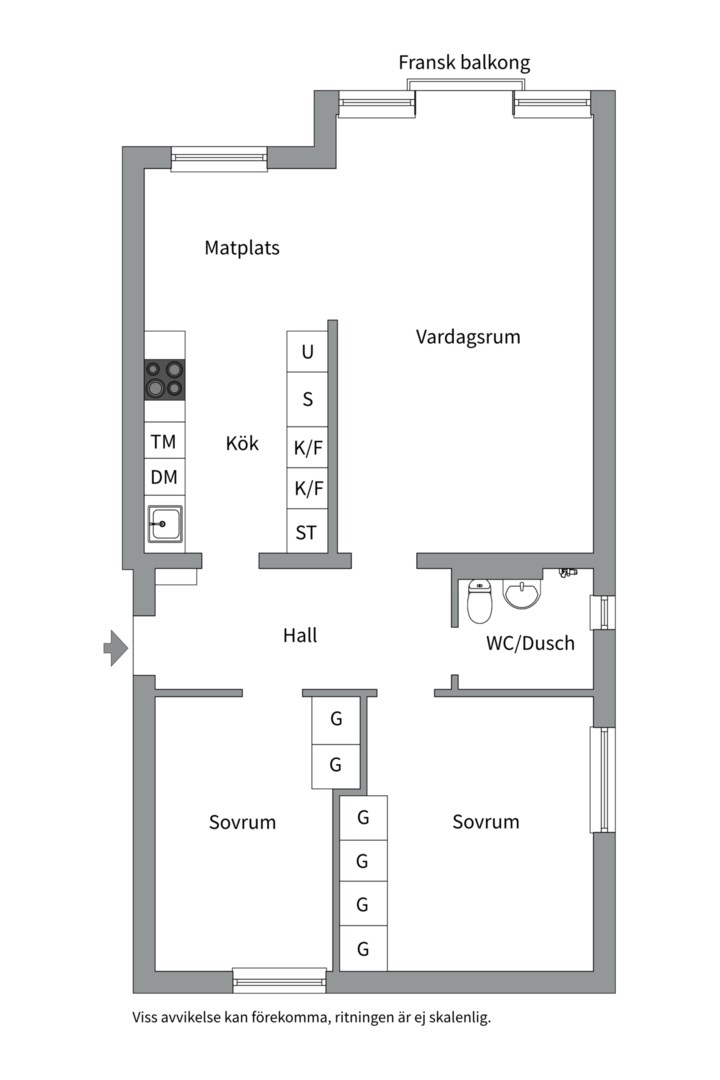 Planlösning från Murargatan 24B, Såld i Salabacke, Uppsala