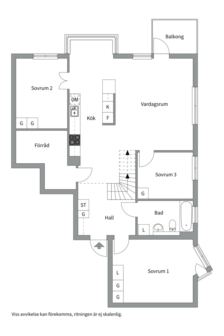 Planlösning från Karbidgränd 2, Såld i Järla sjö, Nacka