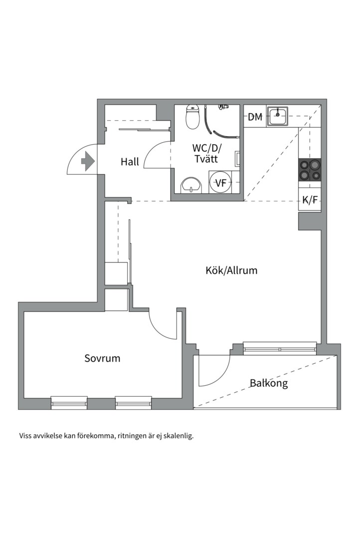 Planlösning från Vattholmavägen 8C, Till salu i Kapellgärdet, Uppsala