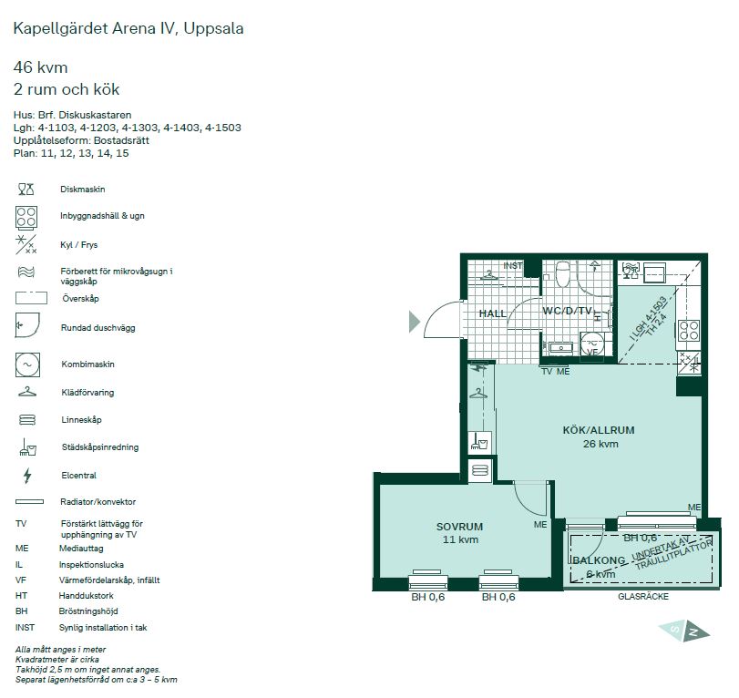 Planlösning från Vattholmavägen 8C, Till salu i Kapellgärdet, Uppsala