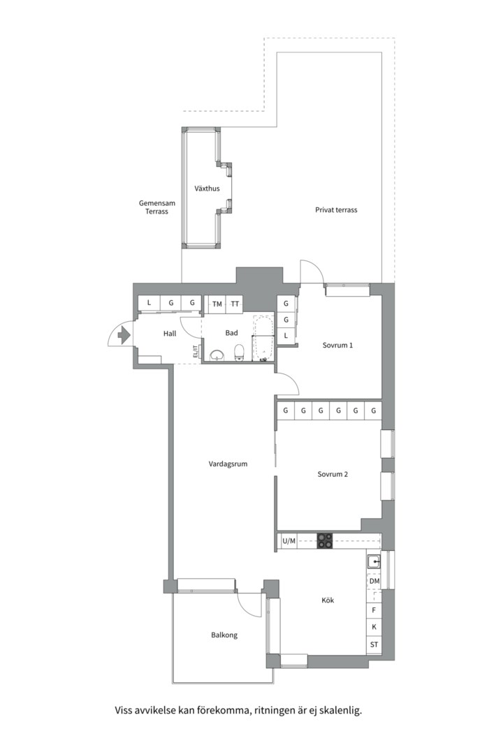 Planlösning från Tollare strand 5, 6 av 6 tr, Såld i Tollare, Nacka