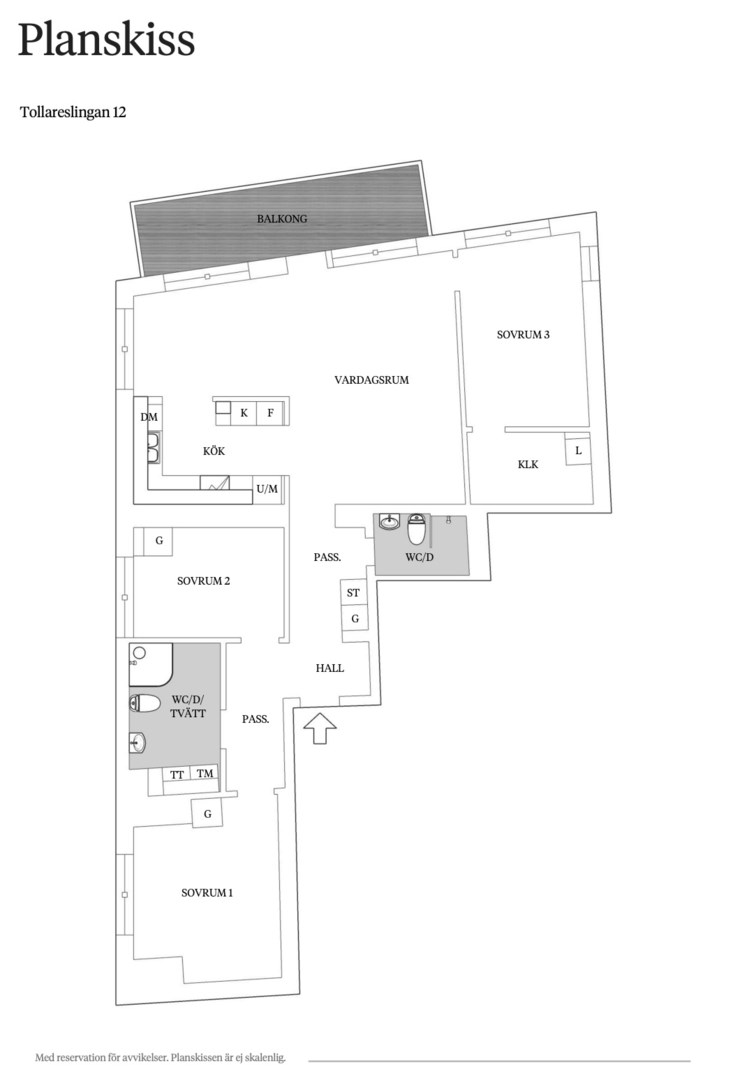 Planlösning från Tollareslingan 12, 7tr, Till salu i Tollare, Nacka