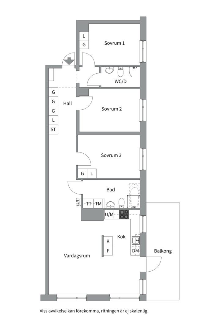 Planlösning från Tollareslingan 26, 4 tr, Såld i Tollare, Nacka