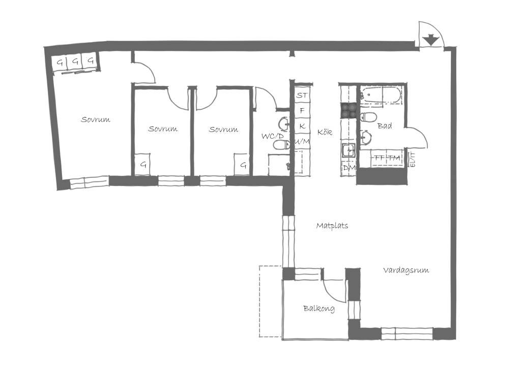 Planlösning från Tollare strand 3, 1tr, Såld i Tollare, Nacka