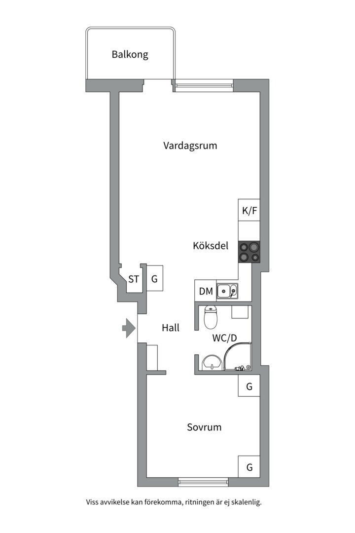 Planlösning från Banérgatan 5 C, Såld i Kåbo, Uppsala