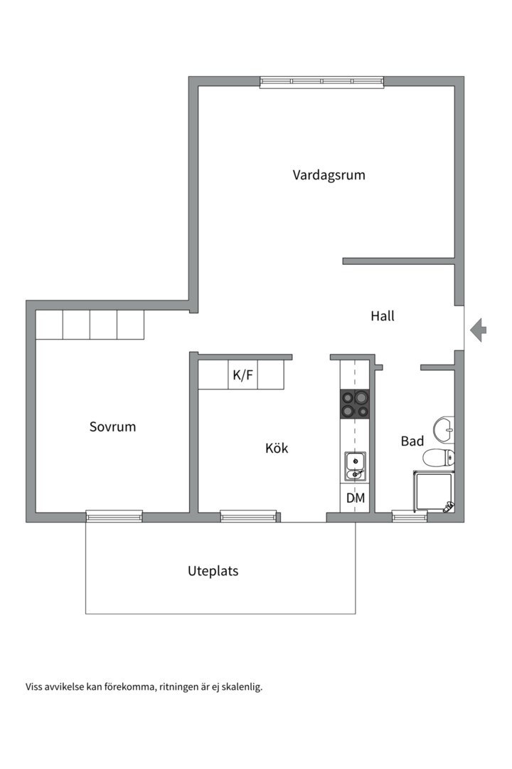 Planlösning från Smålandsvägen 3, Såld i Sävja, Uppsala