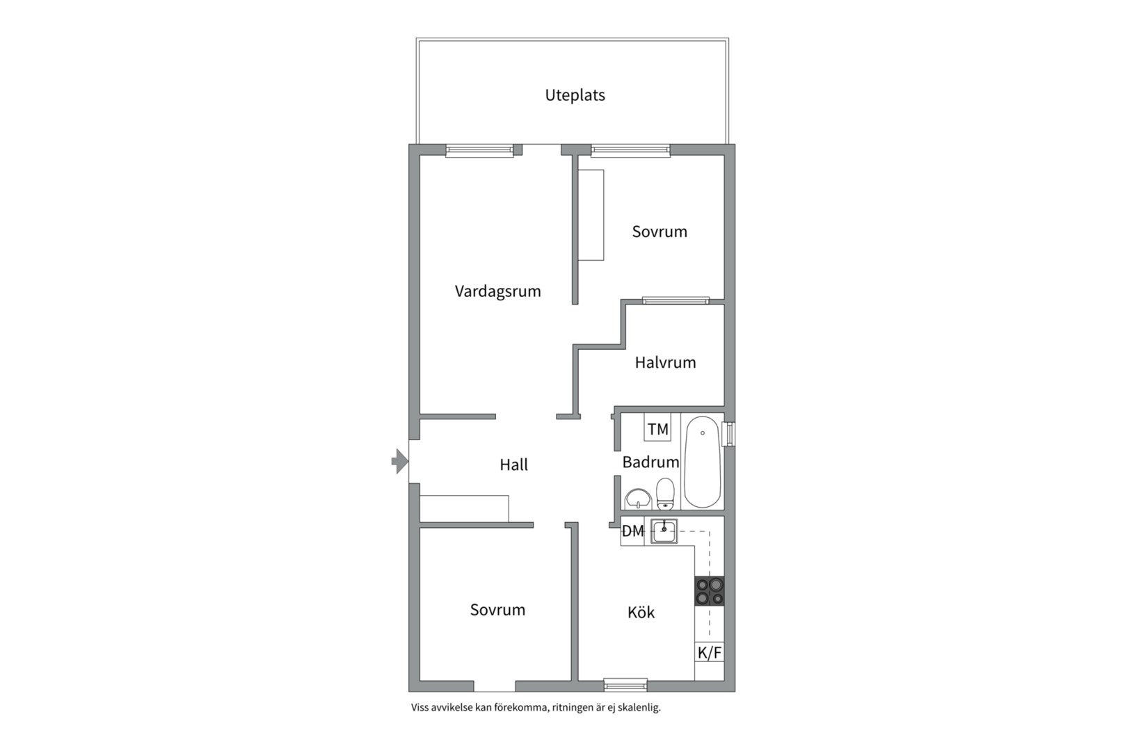 Planlösning från Körvelgatan 35B, Såld i Årsta, Uppsala