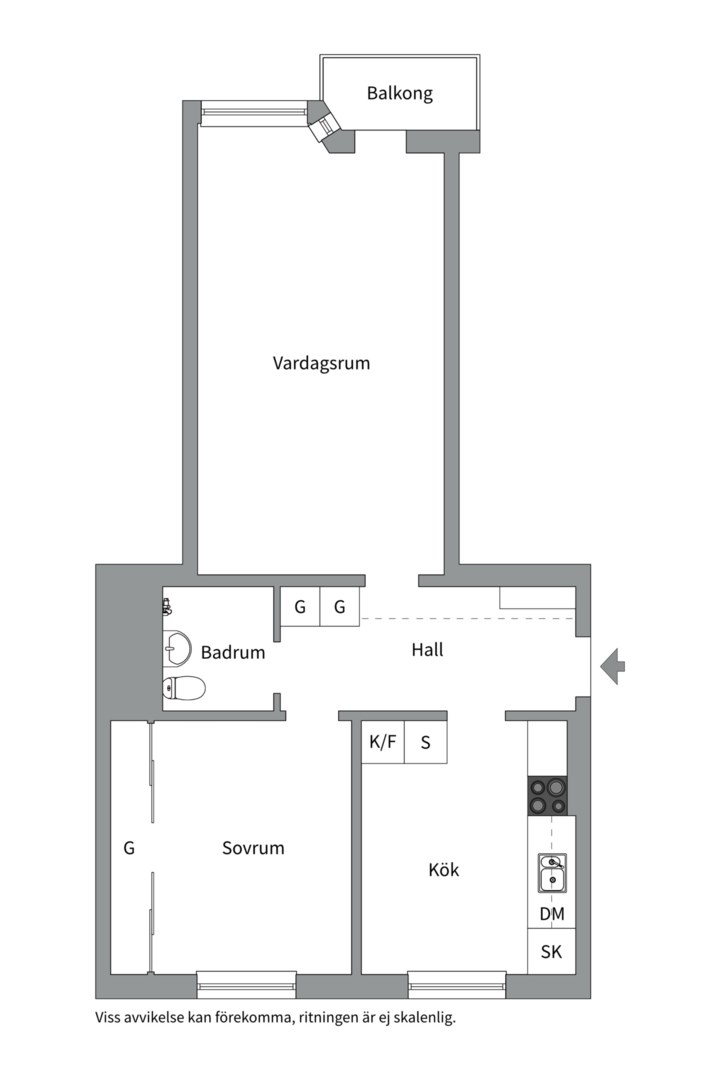 Planlösning från Torkelsgatan 16B, Såld i Fålhagen, Uppsala