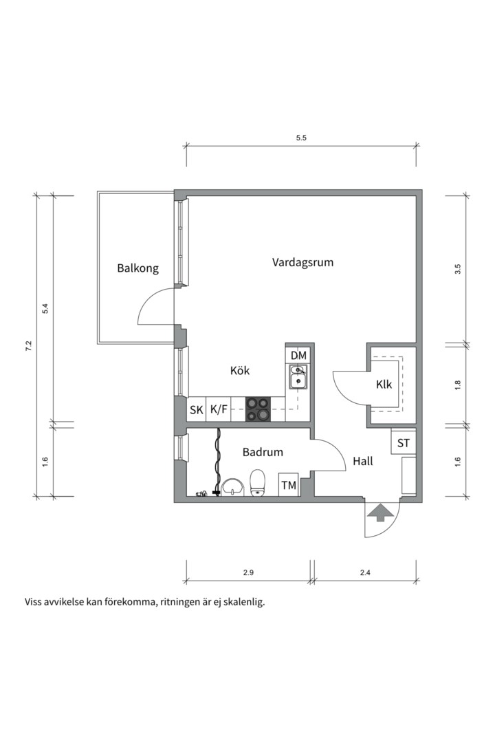 Planlösning från Gnejsvägen 2K, Såld i Eriksberg, Uppsala