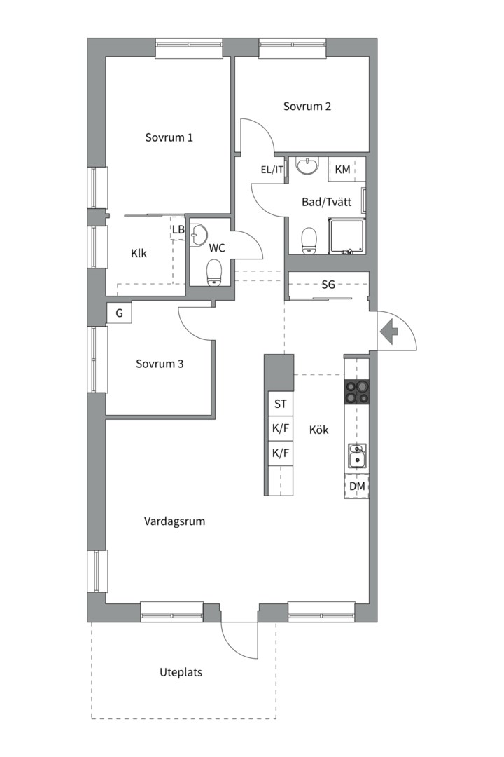 Planlösning från Betty Petterssons gata 7, Såld i Rosendal, Uppsala