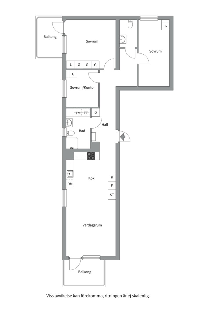 Planlösning från Edövägen 7E, 2tr, Såld i Västra Orminge, Nacka