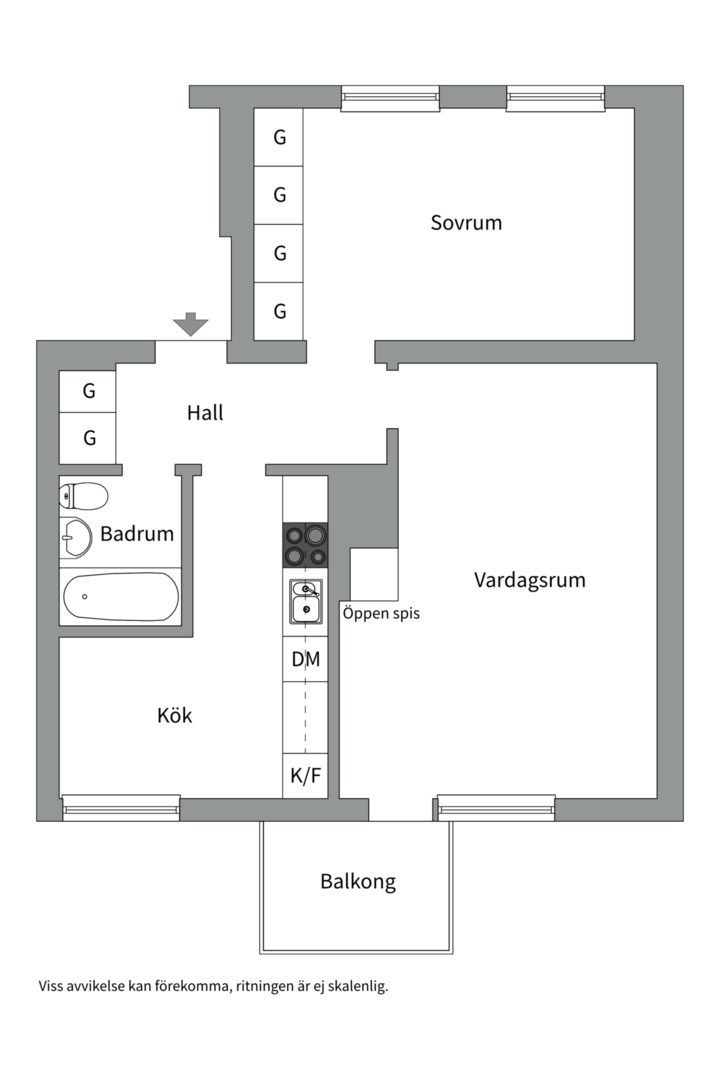 Planlösning från Tegnérgatan 5 B, Såld i Luthagen, Uppsala