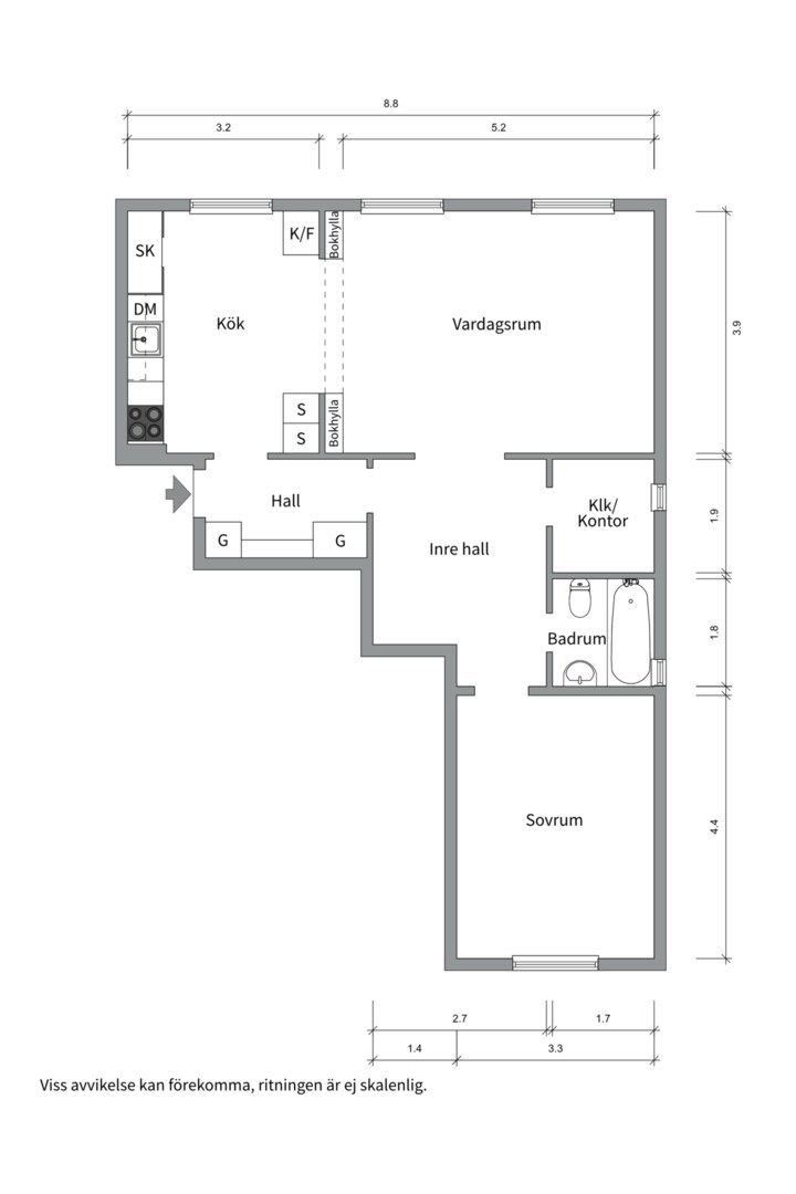 Planlösning från Salagatan 49A, Såld i Fålhagen, Uppsala