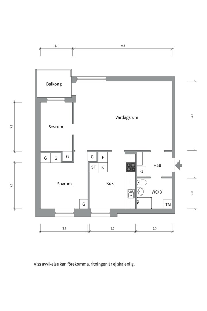 Planlösning från Kungsängsgatan 41C, Såld i Centrum, Uppsala