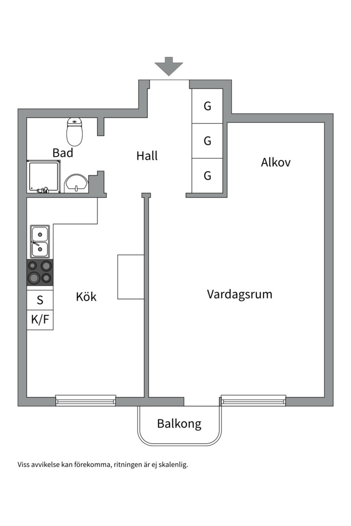Planlösning från S:t Olofsgatan 62A, Såld i Höganäs, Uppsala