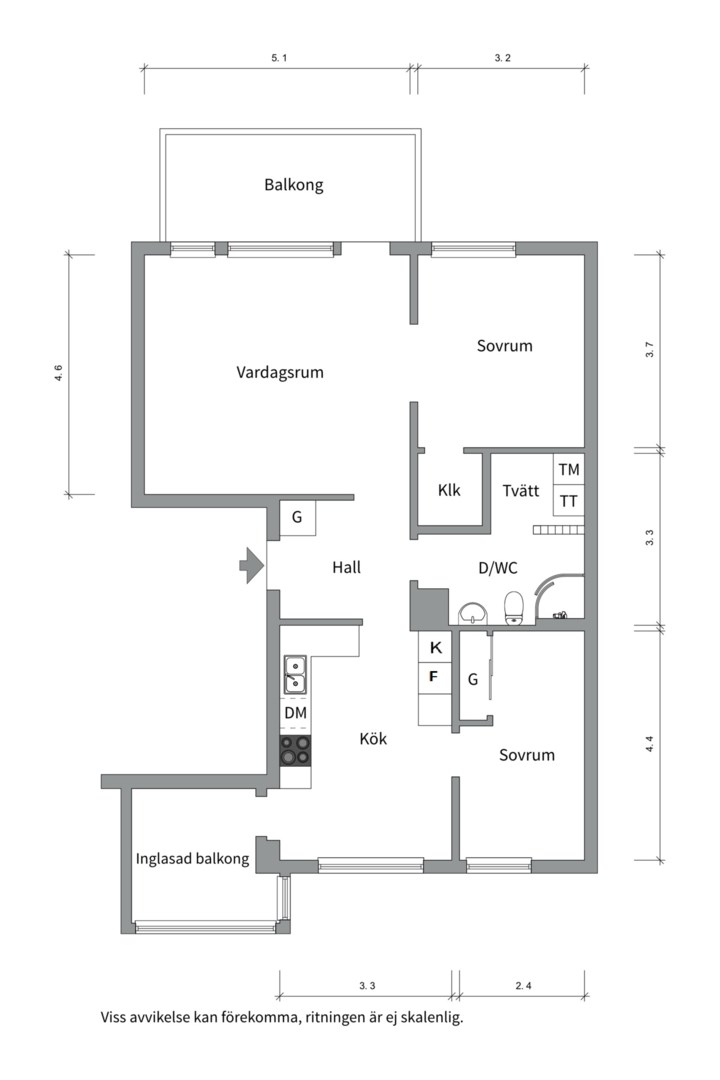 Planlösning från Börjegatan 53, Såld i Luthagen, Uppsala