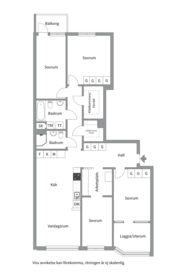 Planlösning från Vaksalagatan 18B, Såld i Centrum, Uppsala